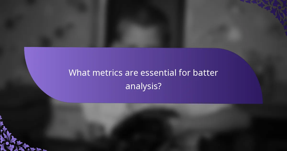 What metrics are essential for batter analysis?